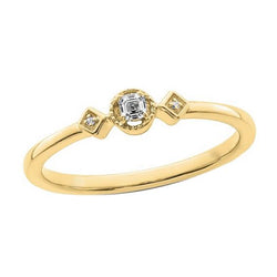 Drei Steine rund & Asscher Diamant Ehering Gold 0,75 Karat