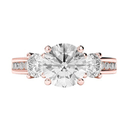 Drei Steine Stil 3,50 Karat Diamanten Verlobungsring Rose 14K