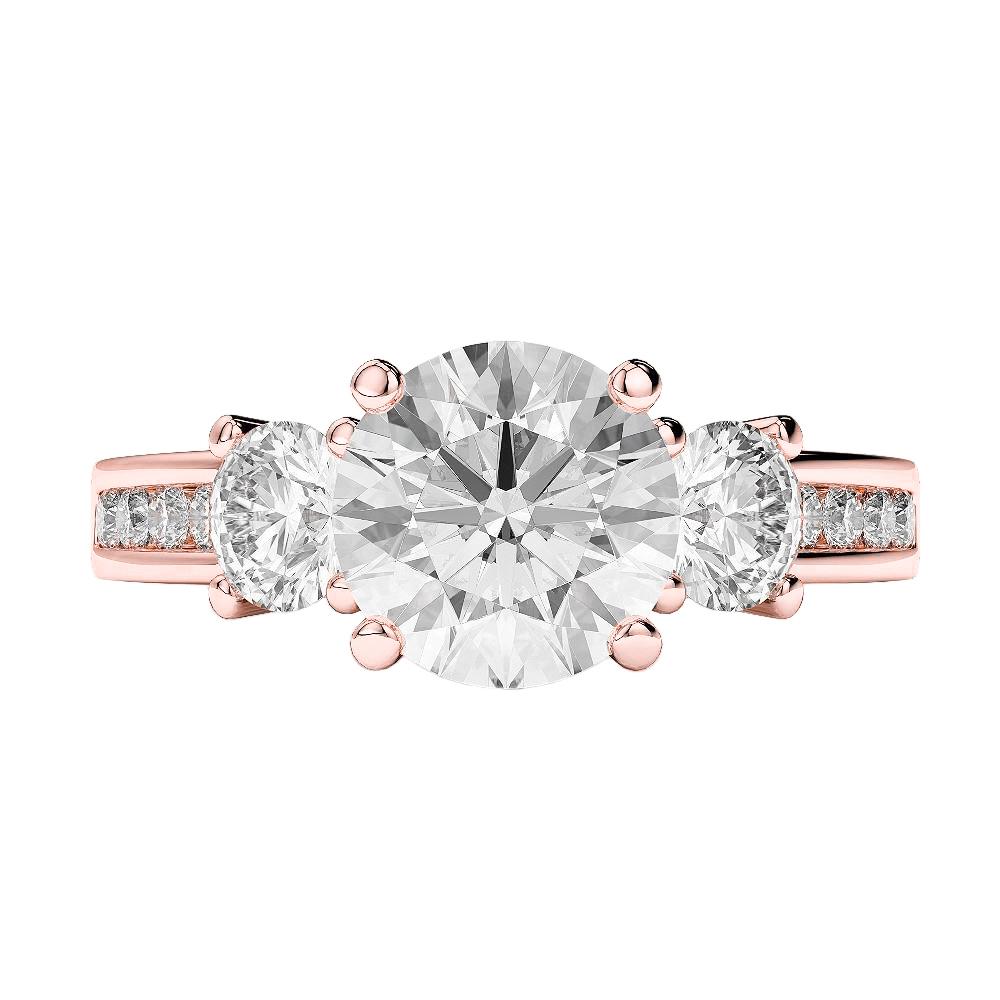 Drei Steine Stil 3,50 Karat Diamanten Verlobungsring Rose 14K - harrychadent.ch