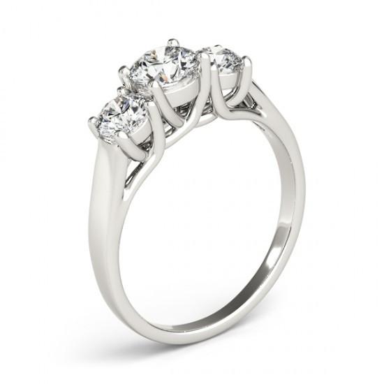 Funkelnder runder Brillant 1,65 Karat Diamant 3 Stein Ring Gold 14K