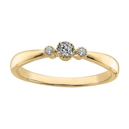 Gelbgold Ehering mit 3 Steinen Runder Diamant im Minenschliff 1 Karat - harrychadent.ch