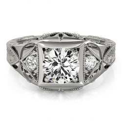 Neu 1 Karat Diamant Schmuck Dame Drei Stein Ring Vintage-Stil