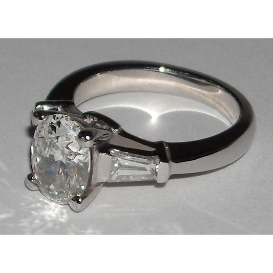 Oval Cut 3 Stein Echt Diamant Damenring 2.01 Karat Weißgold