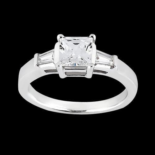 Prinzessin & Baguette 1,20 Karat Diamant-Drei-Steine-Ring Weißgold 14K