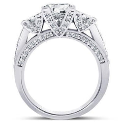 Prinzessin & Runden Diamant3 Karat 3 Stone Style Verlobungsring