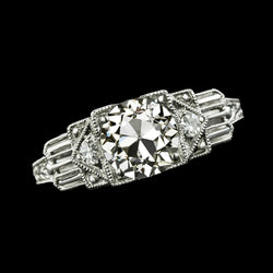 Ring mit drei Steinen im Vintage-Stil mit runden Diamanten im Altschliff 2,25 Karat