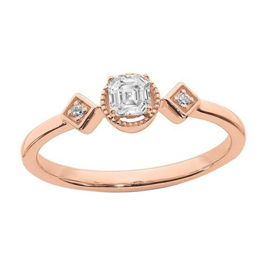 Runden & Asscher Diamant Drei-Steine-Ring-Krapfen-Set 2 Karat Roségold - harrychadent.ch