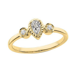 Runden & Pear alter Bergmann Diamant 3 Stone Ring Lünette Set 1,50 Karat