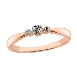 Runder Damenring mit drei Steinen im Altschliff, 1 Karat 14K Roségold