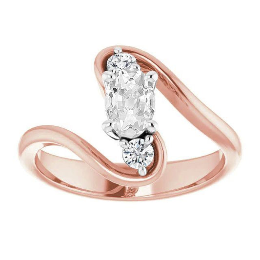 Runder & Ovaler 3-Stein-Ring alter Bergmann Diamants Krappenset 3,75 Karat - harrychadent.ch