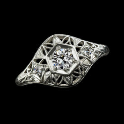 Vintage-Stil 3 Steine Ring Old Cut Runder Diamant 1,50 Karat Milgrain