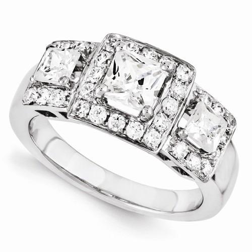 Weißgold Drei-Steine-Diamant-Verlobungsring 3,50 Karat