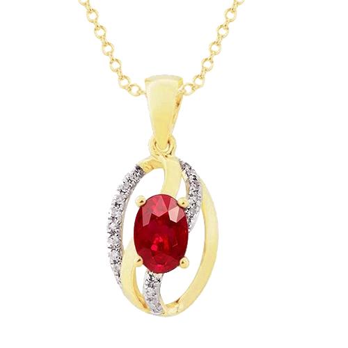 2,50 Karat Krappenset Rubin und Diamanten Anhänger Gelbgold 14K - harrychadent.ch