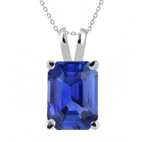 Asscher Blauer Saphir Solitär Anhänger Gold Damenschmuck 5 Karat