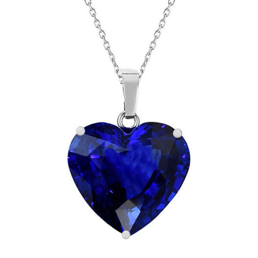 Blauer Saphir-Solitär-Herz-Anhänger Slide 14K Gold 4 Karat Schmuck