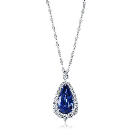 Damen-Halo-Birnen-Edelstein & runder Diamant-Anhänger 3,50 Karat