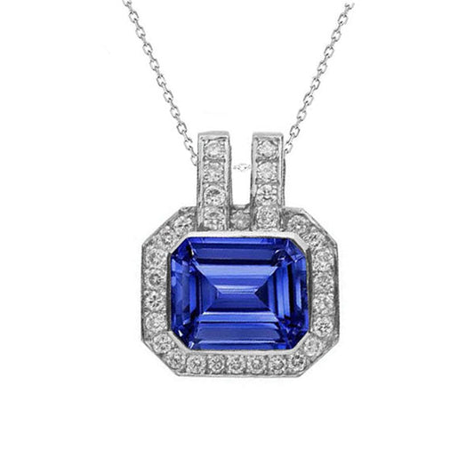 Diamant Halo Smaragd Edelstein Anhänger Double Bail 4,25 Karat Schmuck