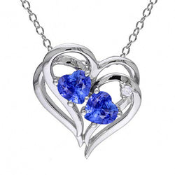 Doppelherz-Anhänger Ceylon-Saphir & Diamant 14K Gold 2,50 Karat