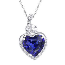 Halo-Anhänger Herz blauer Saphir & Diamant Twisted Style 4,50 Karat