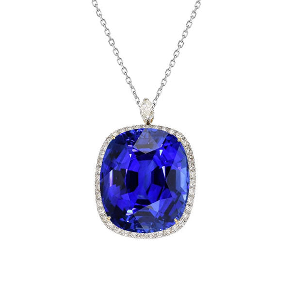 Halo-Anhänger-Kissen Natürlicher blauer Saphir & Diamant 6,50 Karat