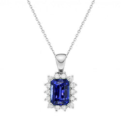 Halo-Anhänger strahlend blauer Saphir und Diamant im Sternstil 1,75 Karat