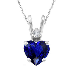 Herz-Ceylon-Saphir & Diamant-Damenanhänger 2 Steine 3,50 Karat