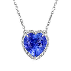 Herz-Edelstein & runder Diamant-Halo-Anhänger Hundeohr 5,50 Karat