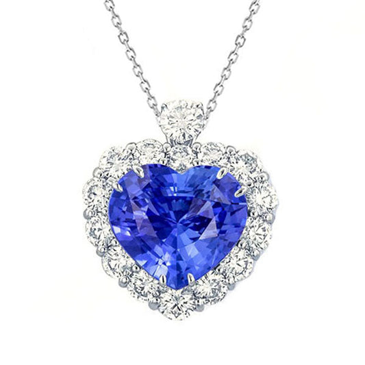 Herz-Edelstein und runder Diamant-Halo-Anhänger Slide Gold 6 Karat