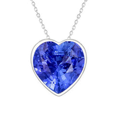 Herz hellblauer Saphir Solitär Anhänger Lünette Set 4,50 Karat