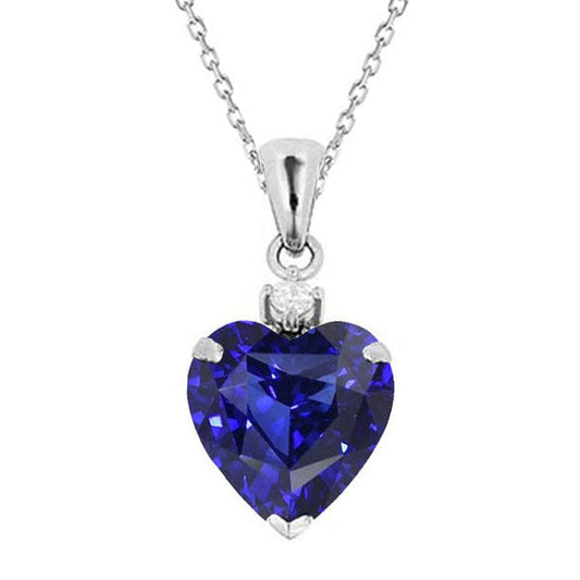 Herz Saphir & Diamant Damen Halskette mit 2 Steinen Anhänger 3,50 Karat