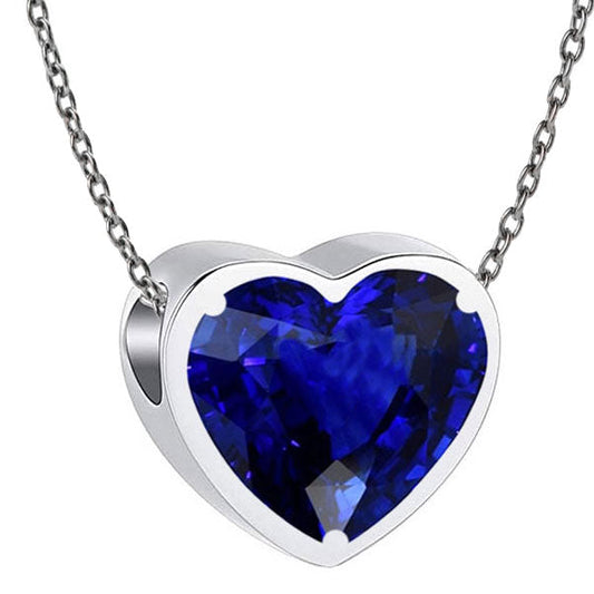 Herz Saphir Solitär Anhänger Lünette Set Damenschmuck 5 Karat