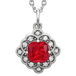 Kissenschliff roter Rubin Diamant Halskette Anhänger Schmuck 5,50 Karat