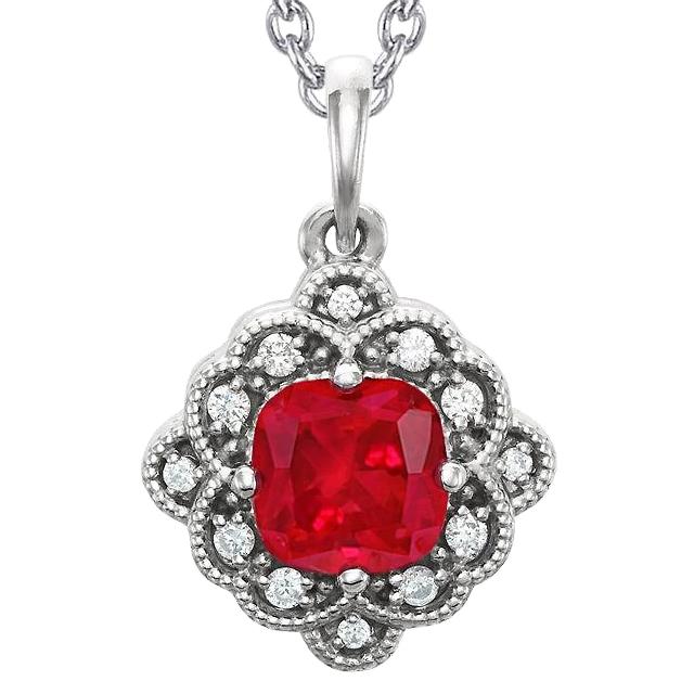 Kissenschliff roter Rubin Diamant Halskette Anhänger Schmuck 5,50 Karat - harrychadent.ch