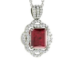 Krappenset 4,80 Karat roter Rubin mit Diamanten Anhänger Halskette