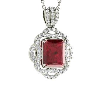 Krappenset 4,80 Karat roter Rubin mit Diamanten Anhänger Halskette - harrychadent.ch