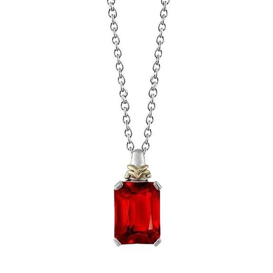 Roter Rubin Anhänger Halskette mit Kette 6 Karat Gold 14K - harrychadent.ch