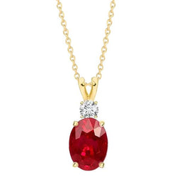 Roter Rubin mit Diamanten 8,50 Karat Anhänger Halskette Gelbgold 14K