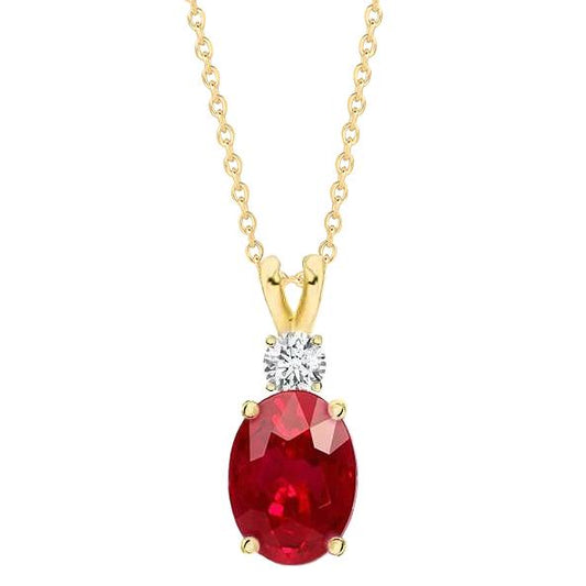 Roter Rubin mit Diamanten 8,50 Karat Anhänger Halskette Gelbgold 14K - harrychadent.ch