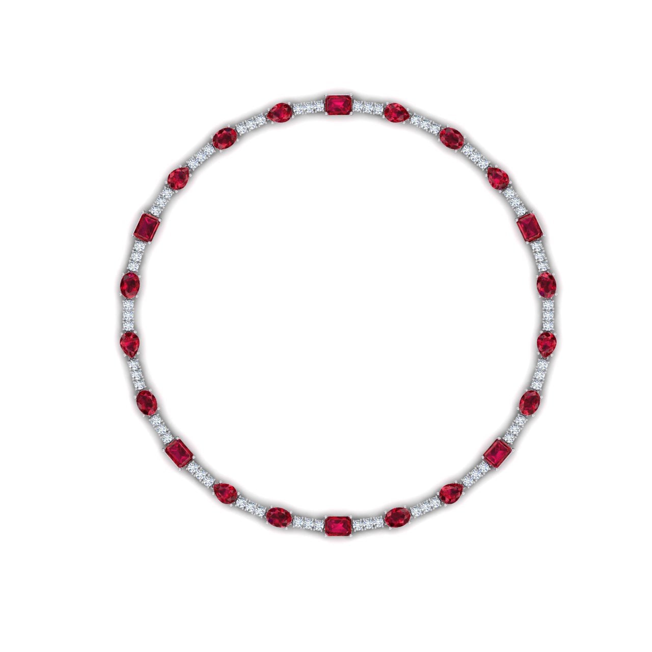 Roter Rubin-Diamant-Halskette 46,50 Karat Edelsteinschmuck
