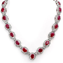 Rubin und Diamanten im Ovalschliff 35.50 Karat Damen-Halskette Gold 14K