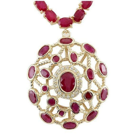 Ruby And Diamants Damen Halskette 52.25 Karat Gelbgold 14K - harrychadent.ch