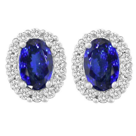 12 Karat Tansanit mit Diamanten Ohrstecker 14K Weißgold Neu - harrychadent.ch