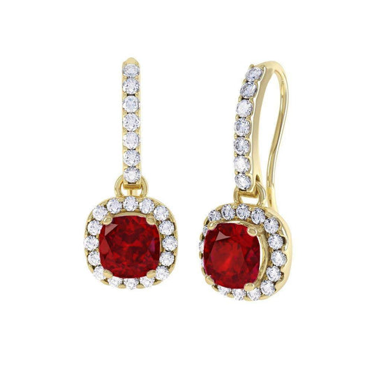 14K Gelbgold 5 Karat Rubin und Diamanten Ohrringe baumeln - harrychadent.ch