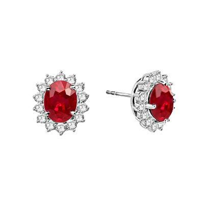 echter oval rubin 4.30Karat ohrring Vorderansicht