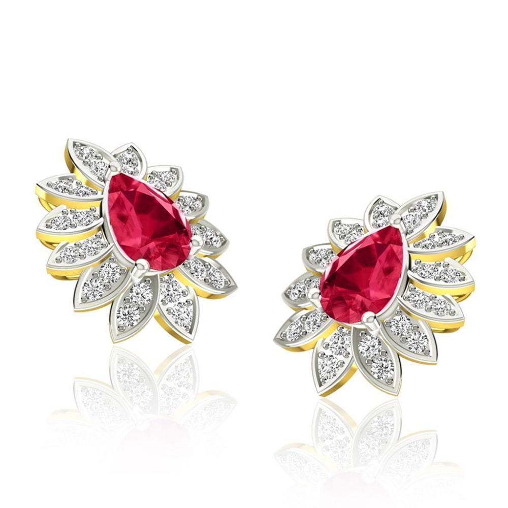 5,40 Karat Krappenset Rubin und Diamanten Ohrstecker Yg 14K - harrychadent.ch
