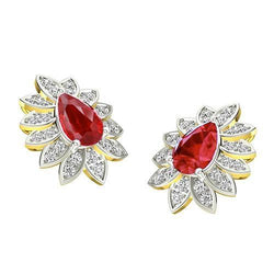 5,40 Karat Rubin und Diamanten Ohrstecker Gelbgold 14K