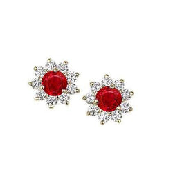 5,60 Karat Roter Rubin mit Diamanten Ohrstecker Gold 14K