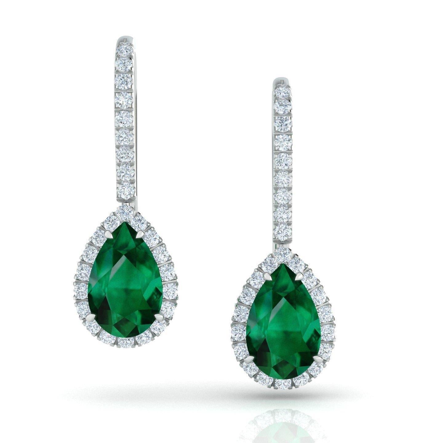 7 Karat Birnengrüner Smaragd-Diamant-Dame Dangle Goldohrring - harrychadent.ch