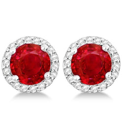 7.90 Karat Rubin und Diamanten Ohrstecker im Rundschliff Weißgold 14K