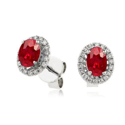 8.20 Karat Rubin und Diamanten Ohrstecker Weißgold 14K